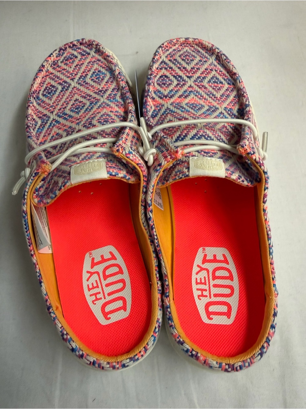 Hey Dude Women's Multicolor Woven Slip-On slip on with Coral Insoles